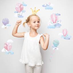 Balloons Wall Decal/Kids Decor Nursery Decals Hot Air Balloon Pink Vinyl Decal - thumbnail 1