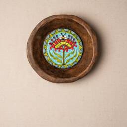 Queen Bee Ceramic Wall Art Framed in Handcarved Wooden Dough Bowl, Handmade & Mosaic Tile, Made To Order, Deep