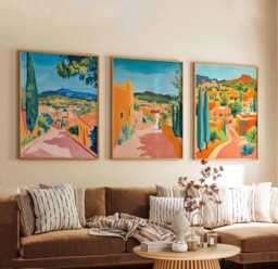 Set Of 3 Santa Fe Posters, New Mexico Travel Prints, Desert Wall Art Sets, Southwest Home Decor Landscape Prints - thumbnail 1