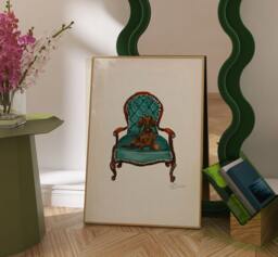 Dachshund - Dogs On Chairs Collection 5x7 Inches/A5 A4 A3 - thumbnail 1