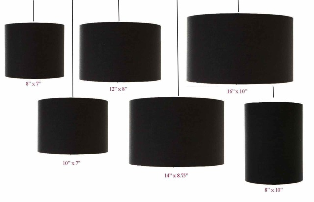 Black Cotton Drum Lampshade With White Interior, Handmade in UK - image 1