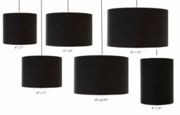 Black Cotton Drum Lampshade With White Interior, Handmade in UK