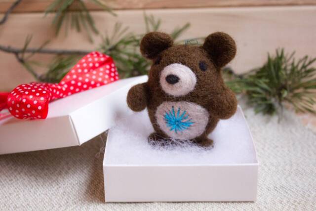 Felted Bear Ornament Christmas Decoration, Woodland Ornament, Gift Felt Ornaments - image 1