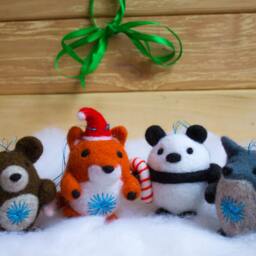 Felted Bear Ornament Christmas Decoration, Woodland Ornament, Gift Felt Ornaments - thumbnail 3