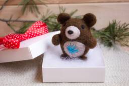 Felted Bear Ornament Christmas Decoration, Woodland Ornament, Gift Felt Ornaments - thumbnail 1