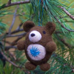 Felted Bear Ornament Christmas Decoration, Woodland Ornament, Gift Felt Ornaments - thumbnail 2