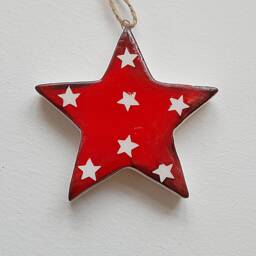 Red Ceramic Hanging Star Decoration - The Home & Hearts Shop Rustic Wall Decor Shabby Wedding Gift Christmas - thumbnail 1