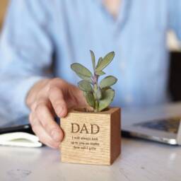 Personalised Solid Oak Micro Plant Pot Engraved Planter Gift - thumbnail 2