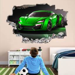 Supercar Green Sports Car Wall Decal Sticker Mural Print Art Kids Bedroom Home Decor Br2 - thumbnail 2