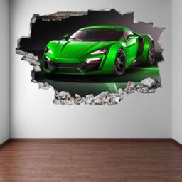 Supercar Green Sports Car Wall Decal Sticker Mural Print Art Kids Bedroom Home Decor Br2 - thumbnail 3