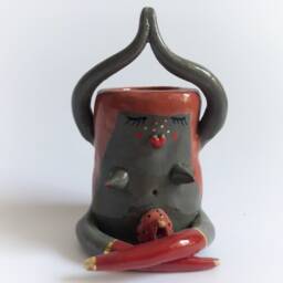 Ceramic Yoga Candlestick, Yoga Lover Gift, Lotus Flower Pose, Bedroom Decor, Ginger Hair Ayurveda, Spiritual Space, Meditation Room - thumbnail 2