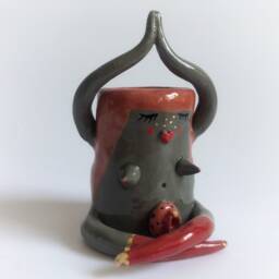 Ceramic Yoga Candlestick, Yoga Lover Gift, Lotus Flower Pose, Bedroom Decor, Ginger Hair Ayurveda, Spiritual Space, Meditation Room - thumbnail 3