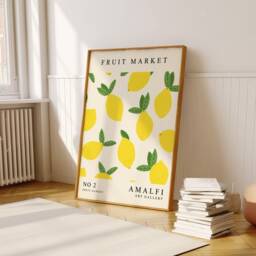 Lemon Fruit Market Wall Art, Print, Citrus Poster, Food Dining Room, Kitchen, Vintage 1091 - thumbnail 1