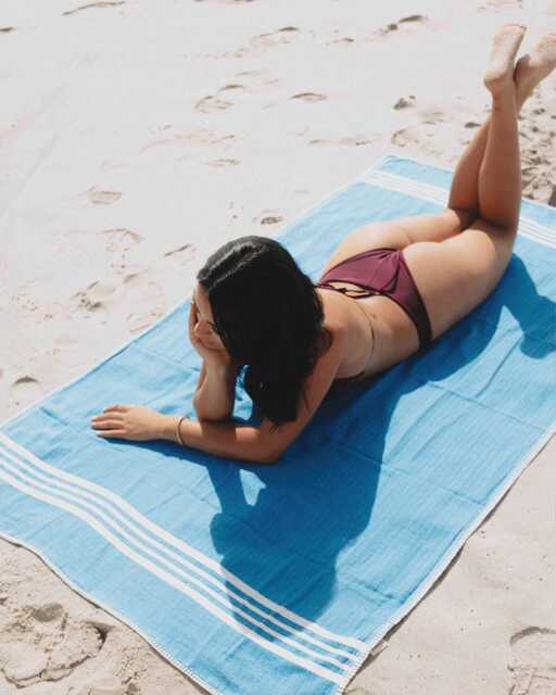 Organic Cotton Turkish Towel Without Fringe, Hand-Woven Beach Bath - image 1