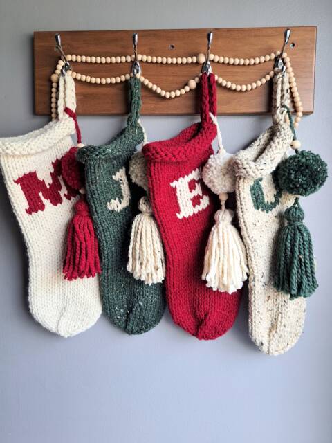 Monogrammed Knit Christmas Stocking Personalized Scandinavian Decor - image 1