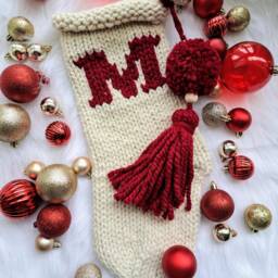 Monogrammed Knit Christmas Stocking Personalized Scandinavian Decor - thumbnail 2
