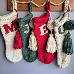 Monogrammed Knit Christmas Stocking Personalized Scandinavian Decor - thumbnail 3