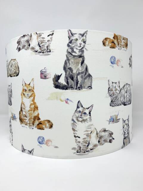 Cat Lampshade Handmade Drum Light Shade For Table/Ceiling Lamps - image 1