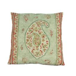 Gp & J Baker - Coromandel Green Intricately Detailed Kashmir Paisley Designer Cushion Cover Luxury Throw Pillow Handmade Home Decor - thumbnail 2