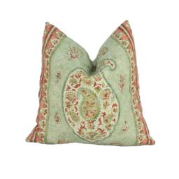Gp & J Baker - Coromandel Green Intricately Detailed Kashmir Paisley Designer Cushion Cover Luxury Throw Pillow Handmade Home Decor - thumbnail 1