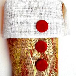 Christmas Stocking...christmas Decoration...printed Burlap Stocking...red Velvet..shabby Chic Stocking...unique Stocking - thumbnail 3