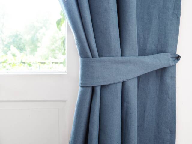 Linen Curtain Hold-Back Made Of Heavy Linen - 280 G/M2/Tie Back in Dusty Blue Color - image 1