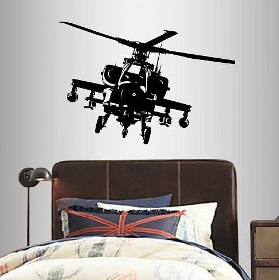 In-Style Decals Wall Vinyl Decal Home Decor Art Sticker Apache Military Helicopter Army Boys Room Removable Stylish Mural Design 156 - image 1