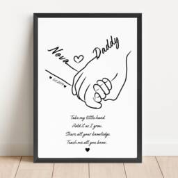 Personalised Line Art Print, Daddy & Child Keepsake, Minimalist Monochrome Style, Father's Day Gift - thumbnail 3