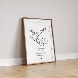 Personalised Line Art Print, Daddy & Child Keepsake, Minimalist Monochrome Style, Father's Day Gift - thumbnail 2