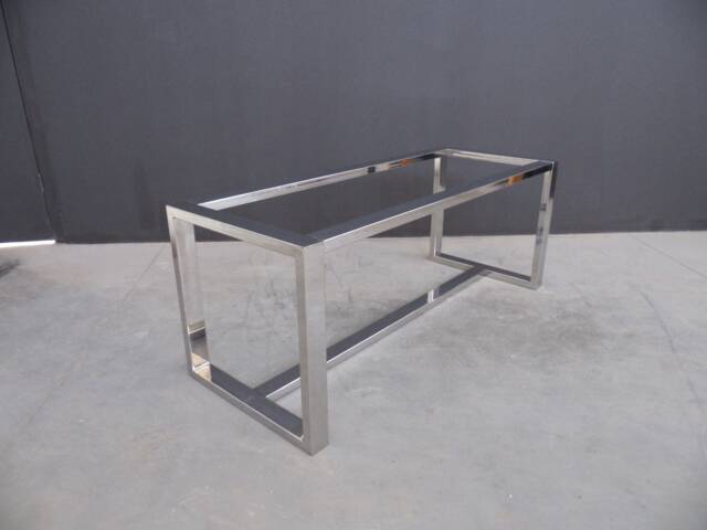 "Stainless Steel Dining Table Base - Modern Chrome Frame - 28"" H X 28"" W 72" - image 1