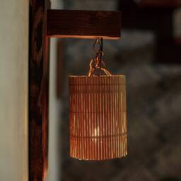 Wood Wall Sconce Plug In, Lamp, Bedside Reading Sconce, Light, Bamboo Lampshade, Eco-Friendly Lighting - thumbnail 2