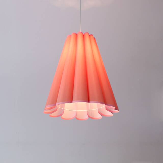 Handmade Scallop Lampshade Pink Orange Fabric & Acrylic Home Decor-102# - image 1