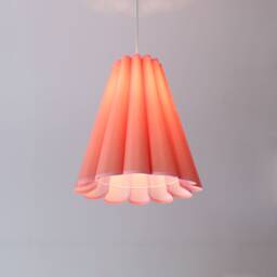 Handmade Scallop Lampshade Pink Orange Fabric & Acrylic Home Decor-102#