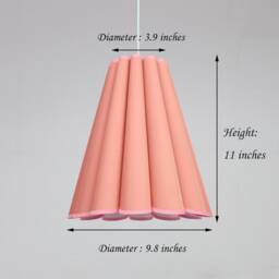 Handmade Scallop Lampshade Pink Orange Fabric & Acrylic Home Decor-102# - thumbnail 2