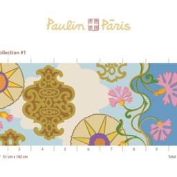 Mansion I Dawn. French Designer Boutique Wall Mural Art. Playful Bright Bold Patterns, Geometric Heavens, Floating Flowers, Dynamic Motif - thumbnail 2