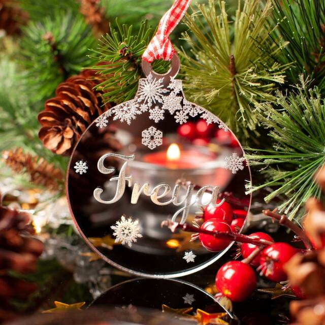 Personalised Mirrored Acrylic Christmas Tree Decoration - image 1