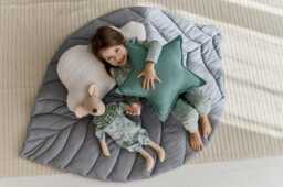 Leaf Play Mat For Baby - Organic Linen Floor Tummy Time Boho Nursery Decor Newborn Gift Idea
