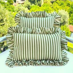 Bohemian Linen Striped Pillow Cover - Frill Edge Accent - thumbnail 2