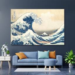 The Great Wave At Kanagawa Off Katsushika Hokusai, Art Print Reproduction.wall Canvas High Quality & Poster - Home Decor - thumbnail 1