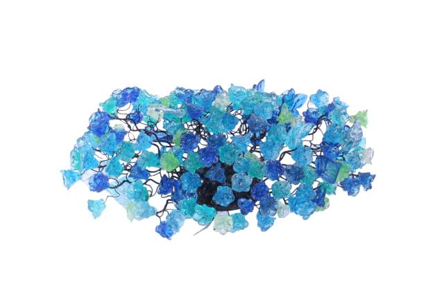 Wall Light Fixture Up & Down Sconce Lighting With Blue Sea Color Flowers Leaves - image 1