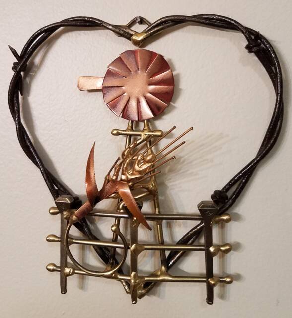 Barbed Wire Heart Windmill Metal Western Art Wall Hanging