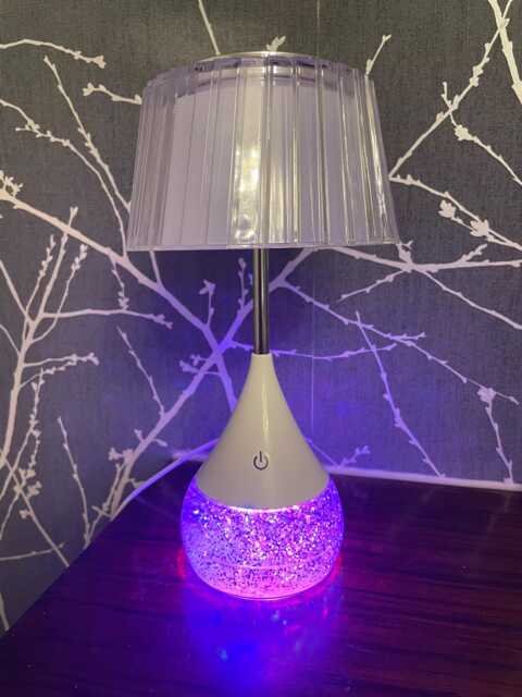 Pleated Shade Led Colour Changing Glitter Lamp 15 X 28cm - image 1