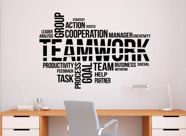 Teamwork Wall Vinyl Decal Words Cloud Sticker Motivational Quotes Office Interior Home Art Decor - 50Nr - image 1