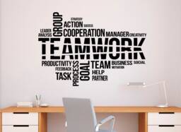 Teamwork Wall Vinyl Decal Words Cloud Sticker Motivational Quotes Office Interior Home Art Decor - 50Nr - thumbnail 1