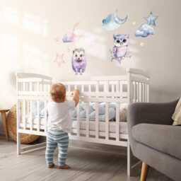 Magical Nature Of Animals Wall Stickers For Kids Room, Purple Baby Room Decor, Animals Decal Children's Self Adhesive - thumbnail 3