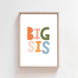 Set Of 2 Sister Prints, Big Sis Lil Sis, Sisters Bedroom Girls Pastel Decor, Wall Art - thumbnail 2