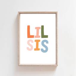 Set Of 2 Sister Prints, Big Sis Lil Sis, Sisters Bedroom Girls Pastel Decor, Wall Art - thumbnail 3