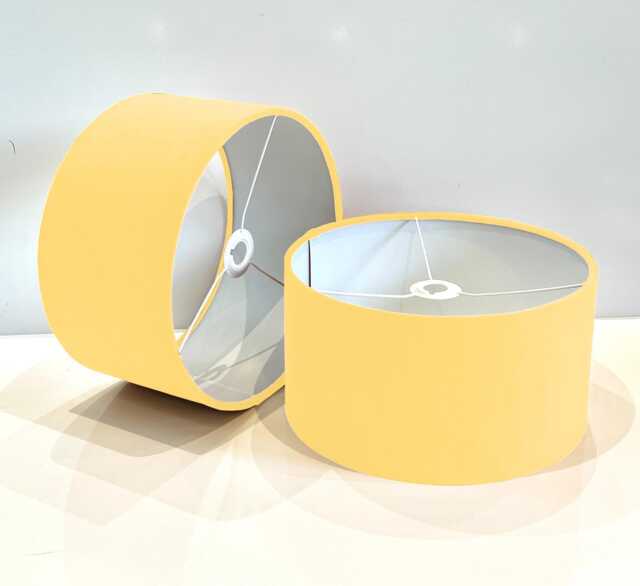 New Handmade Yellow Gold Velvet Drum Lamp Shade Suitable For Tables & Ceilings With White Lining All Shapes Available Sizes On Demand - image 1