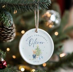 Personalised Bunny Ceramic Hanging, Bauble, Christmas Gift, Gifts For Kids, Family Gifts, Ornament - thumbnail 1