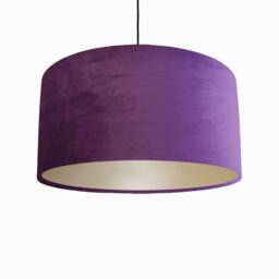 Purple Lampshade in Velvet With Champagne Lining, Large Plain Ceiling Lightshade